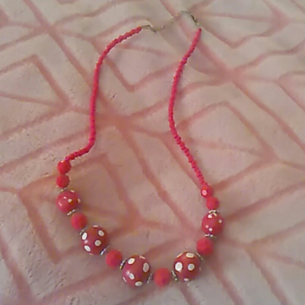 Red and white necklace